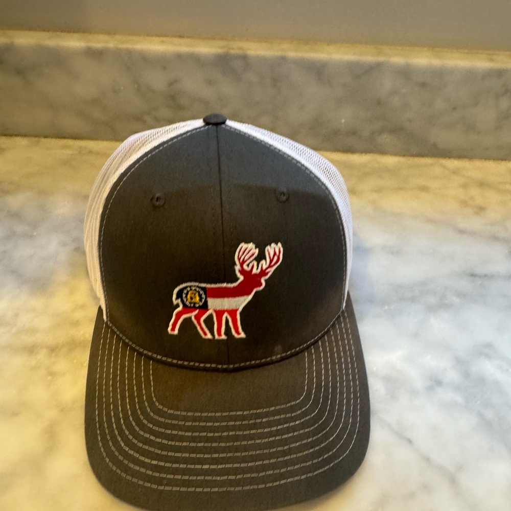 Gray and White Mesh Trucker Hat - Picture 1 of 3